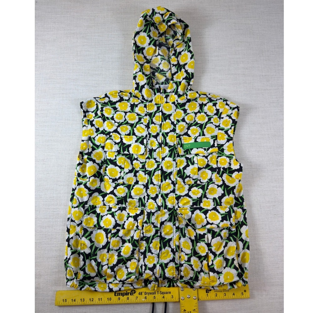 Diane von Furstenberg x Target Floral Utility Hooded Vest Yellow White Black XXS